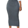 High Waist Bodycon Skirt For Women Mid-Calf Casual Skirt Office Lady  Solid Black Grey Green Maxi Skirt New