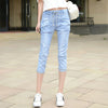 High Waist Denim Pant Womens Casual Ripped Hole Jeans 2022 Vintage Washing Loose Thin Summer Capri Pants F196