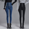 High Waist Denim Pencil Pants 2022 winter Dark Blue Skinny Jeans Woman  for Women Korean Chic Show Slim Jean Female Plus size