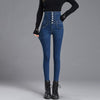 High Waist Denim Pencil Pants 2022 winter Dark Blue Skinny Jeans Woman  for Women Korean Chic Show Slim Jean Female Plus size