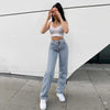 High Waist Denim Women's Trousers Autumn Butterfly Print Straight Denim Pants High Street Harajuku 90s Jeans Streetwear
