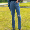 High Waist Hole Ripped Straight Mom Jeans Women Casual Streetwear Y2K 90s Baggy Wide Leg Boyfriend Pants Hollow Denim Trousers