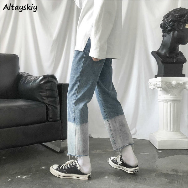 High Waist Jeans Women Denim Summer Chic Ankle-Length Design Ladies Trouser All-match Solid Korean Loose Teens Streetwear Washed