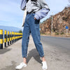 High Waist Jeans Women Korean Style Stretchy Slim All Match Washed Womens Streetwear Trousers Boyfriend Casual