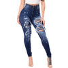 High Waist Jeans Women Slim Washed Ripped Hole Gradient Long Jeans Denim Sexy Regular Pants Ripped Jeans For Women Jean*#