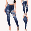 High Waist Jeans Women Slim Washed Ripped Hole Gradient Long Jeans Denim Sexy Regular Pants Ripped Jeans For Women Jean*#