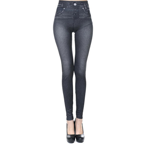 High Waist Ladies Elastic Jean Leggings 2022 Push Up Pants Workout Fitness Leggins Womens Sexy Denim Jeggings Pantalon Femme