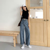 High Waist Loose Comfortable Jeans For Women Wide Leg Pants Elastic Boyfriend Style Denim Pants Trousers Plus Size