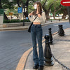 High Waist Loose Comfortable Jeans For Women Wide Leg Pants Elastic Boyfriend Style Denim Pants Trousers Plus Size