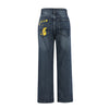 High Waist Loose Jeans For Women Sun Moon Star Pattern Plus Size Casual Straight Denim Pants Streetwear Washed Boyfriend Jeans