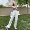 High Waist Loose Korean Jeans For Women Straight Pants Mom Jeans White Boyfriend Female Wide-leg Streetwear Spring Trousers