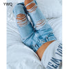 High Waist Ripped Jeans Women  Harem Female Straight Sexy Denim Pants Women Loose Wide Leg Jeans Lady Trousers