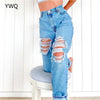 High Waist Ripped Jeans Women  Harem Female Straight Sexy Denim Pants Women Loose Wide Leg Jeans Lady Trousers