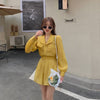 High Waist Shorts Suit Outfits Women's Summer Outfits Long Lantern Sleeve Shirt Casual Loose Two Piece Set Clothing