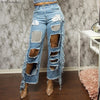 High Waist Straight Baggy Jeans Pant For Women Streetwear Loose Lady Sexy Tassel Ripped Hole Denim Jeans Boyfriend Jeans 2022