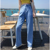 High Waist Wide Leg Straight Loose Raw Hem Jeans for Women XS S M L XL