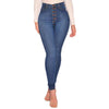 High Waist Women Jeans Bleached Single Breasted Cowboy Denim Pants Package Hip Stretch Female Trousers Plus Size Bottoms HM1277