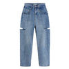 High Waist Women Ripped Jeans Straight Casual Streetwear 2022 Spring Iong Pants Baggy Blue Versatile Denim Trouser
