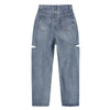 High Waist Women Ripped Jeans Straight Casual Streetwear 2022 Spring Iong Pants Baggy Blue Versatile Denim Trouser