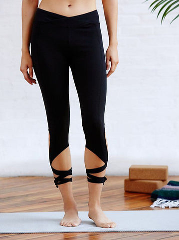High Waist Women Sporting Leggings Sexy Bandage Mid Calf Leggins Fitnes Gymnastics Active Pants 6 Candy Color Solid Jeggings