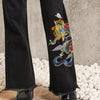 High Waist Women’s Jeans Dragon Embroidered High Waist Jean Streetwear Baggy Pants Black Trousers for Women Autumn