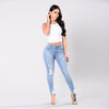 High Waisted Skinny Fit Denim Pants Stretch Womens Jeans Ripped Knee