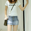 High elastic thin denim shorts women's slim mid waist jeans skirt summer anti walk pants women's pants