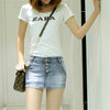 High elastic thin denim shorts women's slim mid waist jeans skirt summer anti walk pants women's pants