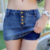 High elastic thin denim shorts women's slim mid waist jeans skirt summer anti walk pants women's pants