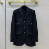 High-end Casual Blazer Women' Suit Notched Single Breasted Four Pockets Long Sleeve Black Designer Elegant Lady Work Coat
