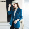 High-end Jacket Plus Size Autumn and Winter Slim Single-breasted Ladies Office Suit Temperament Long-sleeved Suit Female
