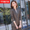 High-end Plus Size Women's Suit Skirt Two-piece Autumn 2022 Plaid Ladies Office Blazer Casual High-waist Elegant Skirt