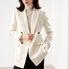 High-end Suit Jacket Women Autumn 100% Wool Horn Buckle White Small Suit 2023 Winter Black Double-Breasted Slim Commuter Classic