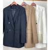 High-end Suit Jacket Women Autumn 100% Wool Horn Buckle White Small Suit 2023 Winter Black Double-Breasted Slim Commuter Classic