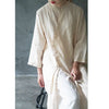 High grade cotton hemp tea dress women's 2022 slim temperament medium length forest robe ethnic style dress 0403