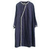 High grade cotton hemp tea dress women's 2022 slim temperament medium length forest robe ethnic style dress 0403