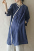 High grade cotton hemp tea dress women's 2022 slim temperament medium length forest robe ethnic style dress 0403