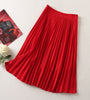 High neck red long sleeve knitted sweater + high waist medium-long pleated skirt skirt Set Women's Set 211028YBL05