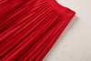 High neck red long sleeve knitted sweater + high waist medium-long pleated skirt skirt Set Women's Set 211028YBL05