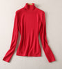 High neck red long sleeve knitted sweater + high waist medium-long pleated skirt skirt Set Women's Set 211028YBL05
