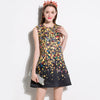 High quality 2022 Novelty Print Diamonds Straight dress new summer women gold coin Appliques Sleeveless Tank dres