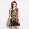 High quality 2022 Novelty Print Diamonds Straight dress new summer women gold coin Appliques Sleeveless Tank dres