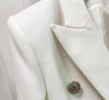 2023ss Woman Classic White Blazer Double Breasted Silver Buttons Front Suit with pockets