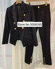 !!! Black Double Breasted Gold Buttons Dotted Velvet Blazer Suit Long Sleeves Slim Waist Buttoned cuffs
