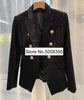 !!! Black Double Breasted Gold Buttons Dotted Velvet Blazer Suit Long Sleeves Slim Waist Buttoned cuffs