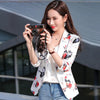 High-quality Blazer Jacket Office Lady Small Suit Business Formal Wear Seven-point Sleeve Short Print Women's Suit Jacket Y88