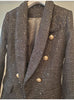 High-quality Double Breasted Woven Tweed Women Blazer Notched Collar Women Jacket 2023 Spring Autumn Elegant Ladies Coat
