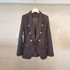 High-quality Double Breasted Woven Tweed Women Blazer Notched Collar Women Jacket 2023 Spring Autumn Elegant Ladies Coat