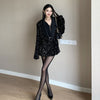 Women Sequins blazer 2023 Sexy Long sleeve Female jacket set Club Notched coat Spring Autumn INKEO 1O075