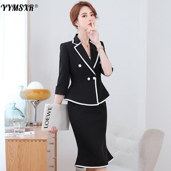 High-quality Women's Blazer Skirt 2-piece Set Spring and Summer 2022 Temperament Western Style Business Wear Office Jacket